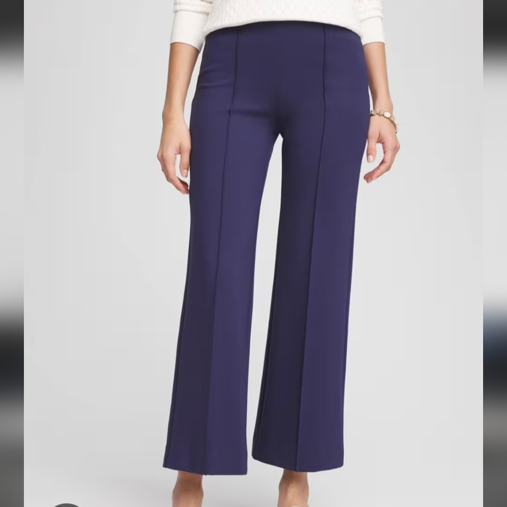 Chico's-Deep Blue Cropped Flare Pants Size 12 P